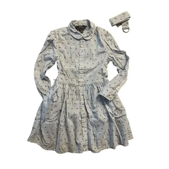 Polo Ralph Lauren Girls' Blue Anchor Print Shirtdress Size 6 Casual - Picture 1 of 5